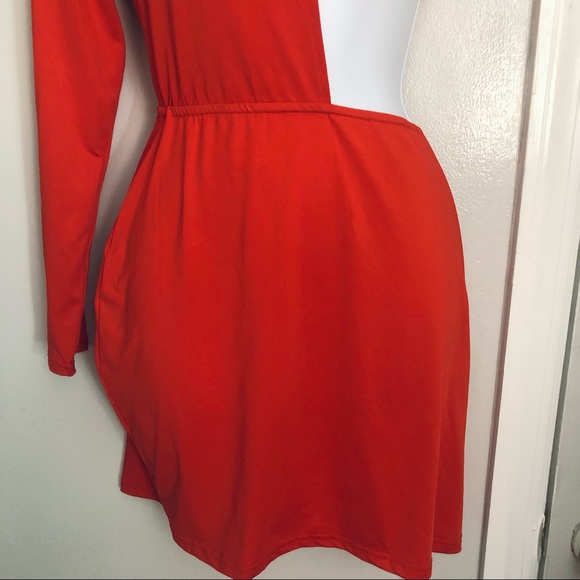 Red Half long Sleeve Mini Dress - Picture 4 of 5